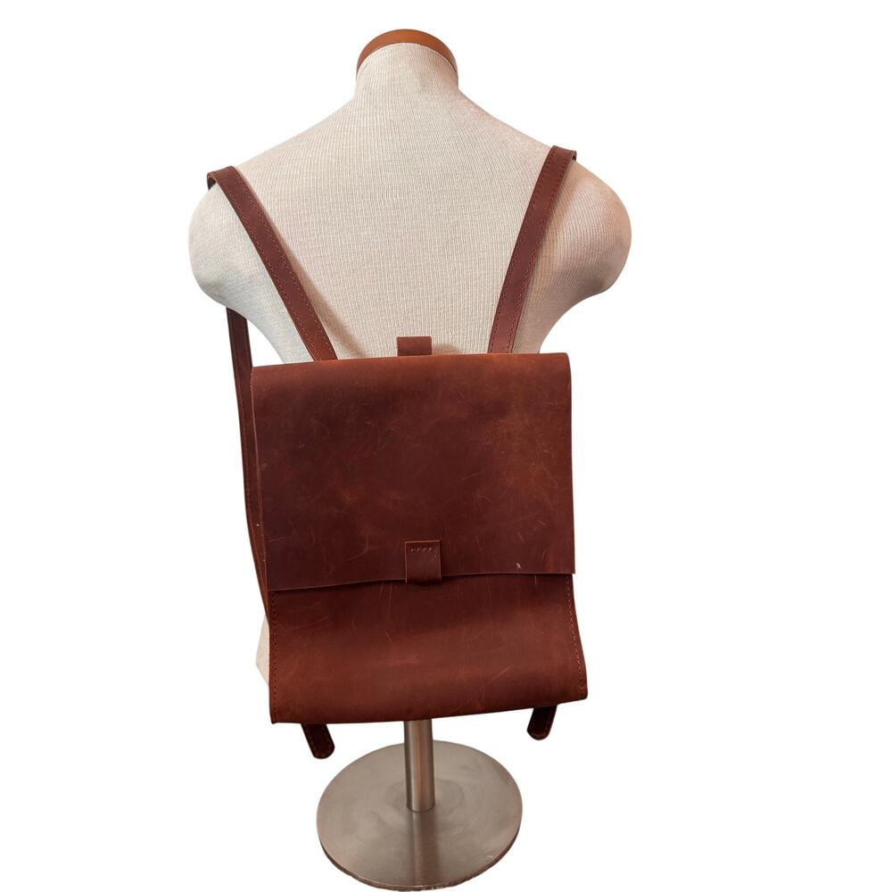 Brown leather backpack